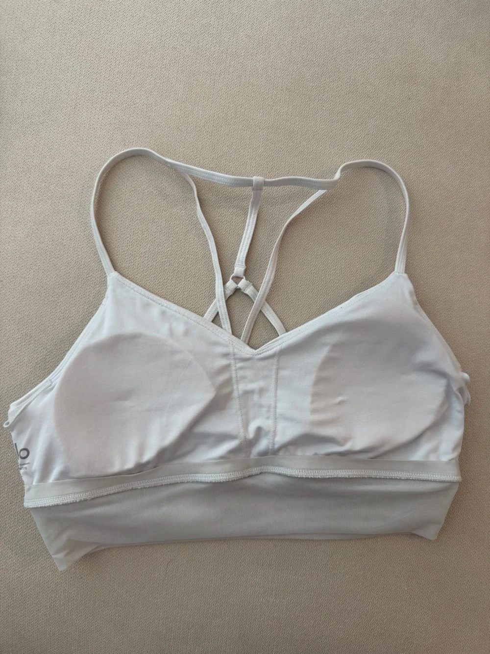 ALO Yoga White Strappy Sports Bralette